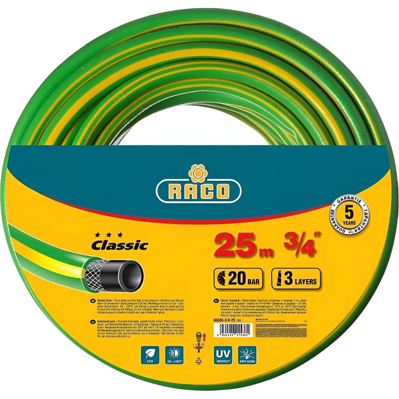 Шланг садовый Raco CLASSIC 3/4" 25 м 20 атм трёхслойный армированный