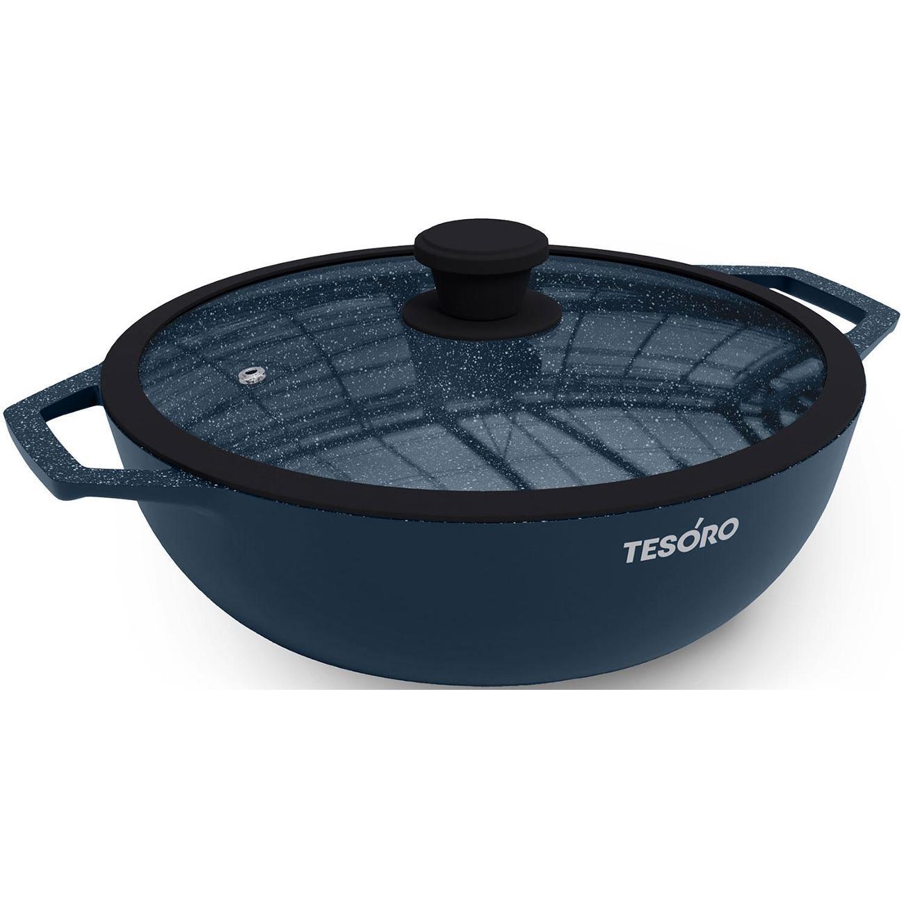 Кастрюля, жаровня Tesoro Florence Induction total blue, 3 л, с крышкой с силиконовым ободом (TF6530tbi)