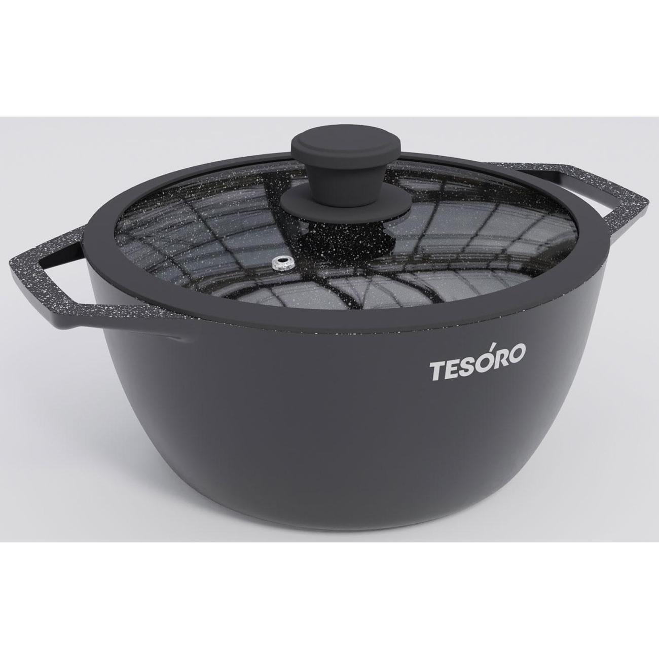 Кастрюля, жаровня Tesoro Florence Induction total dark, 4 л, с крышкой с силиконовым ободом (TF6640tdi)