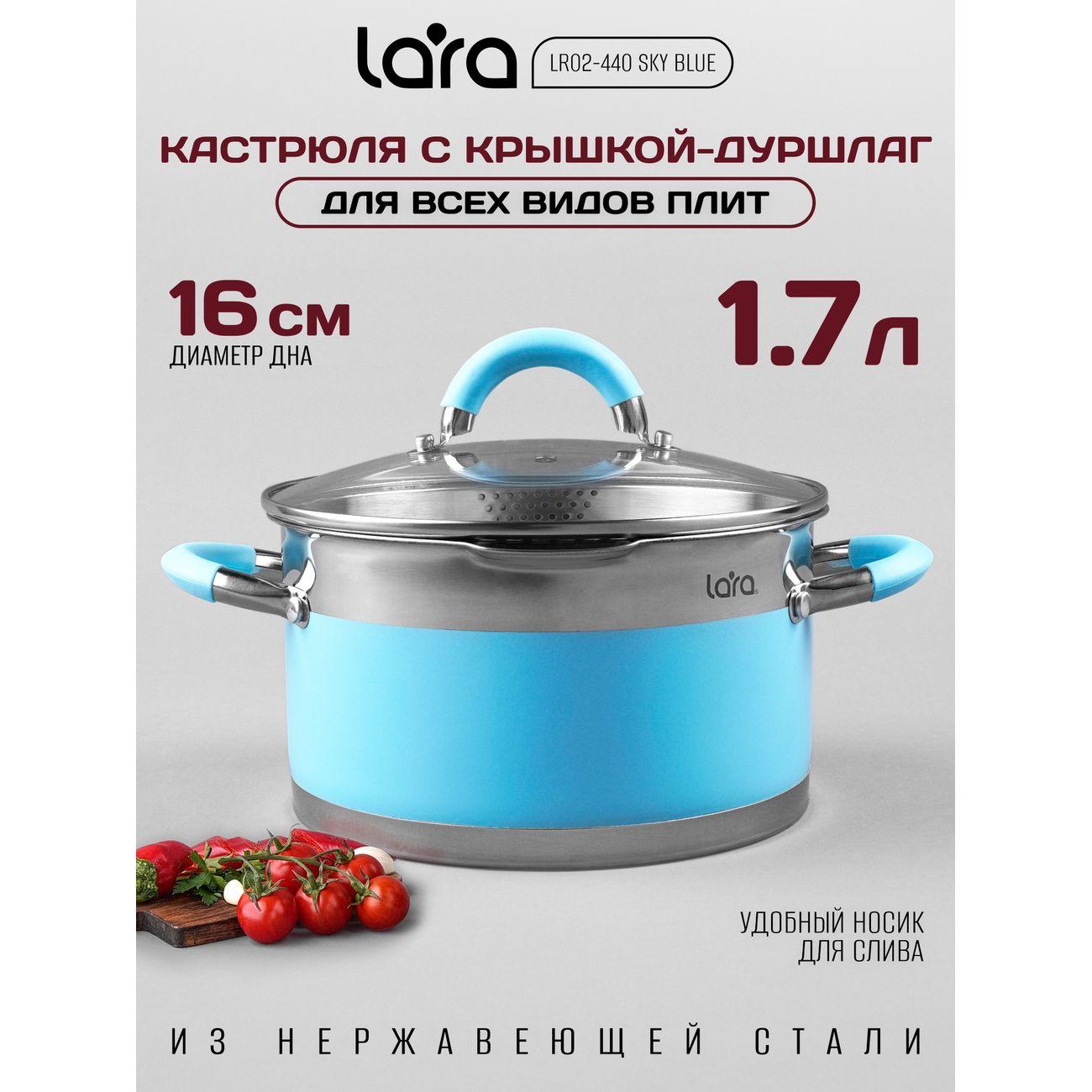Кастрюля Lara SKY BLUE 9x16см, 1,7л (LR02-440)