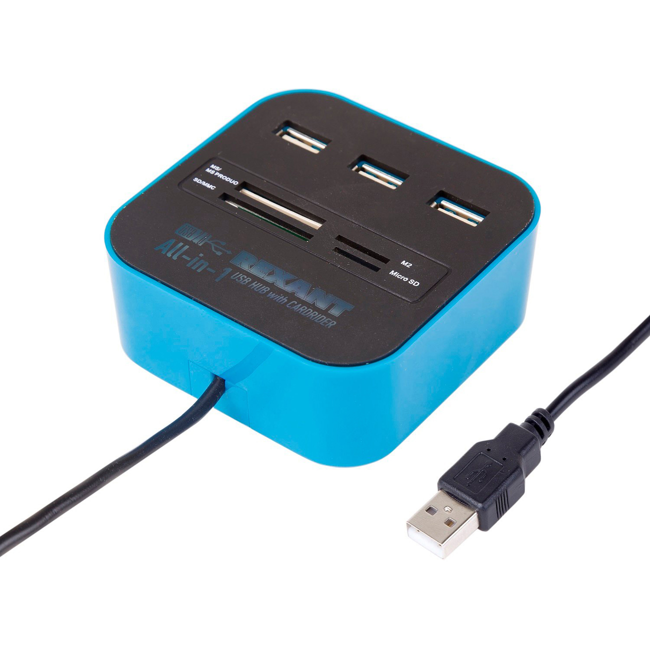 Разветвитель для компьютера Rexant USB на 3 порта + картридер