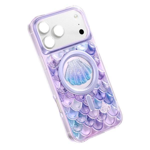 Чехол для смартфона, телефона Keephone Apple iPhone 17 Pro Max Iceland MagSafe Защита от желтизны и двойное IML-покрытие сверкающие блестки Фиолетовый