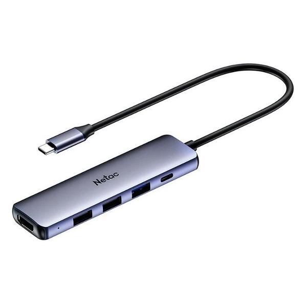 USB концентратор Netac WF13GYCN Type-C --> USB3.0+USB2.0*2+100W PD+HDMI