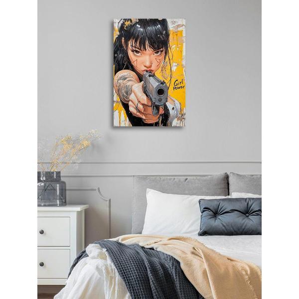 Картина на холсте LOFTime 40Х60 Девушка пистолет граффити КС-1108-4060