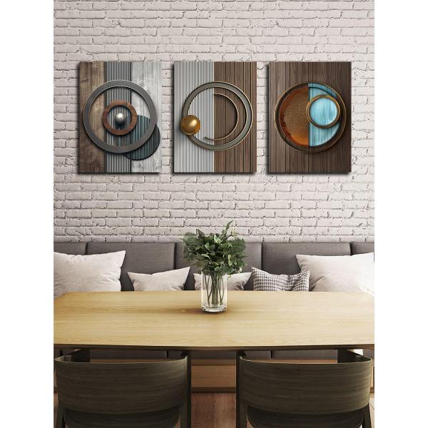 Картина на холсте LOFTime 30х40 3 шт АБСТРАКЦИЯ 3D КРУГИ 2 К-683-3040