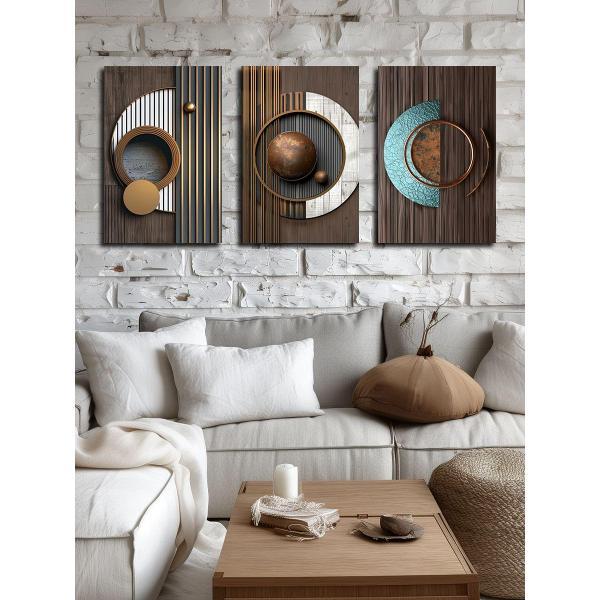 Картина на холсте LOFTime 40х60 3 шт АБСТРАКЦИЯ 3D КРУГИ 3 КС-687-4060