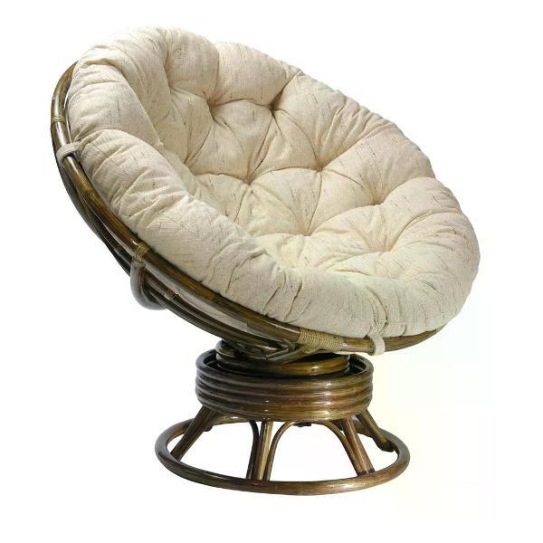 Кресло-качалка VINOTTI Кресло-качалка Papasan, цвет олива, подушка рогожка