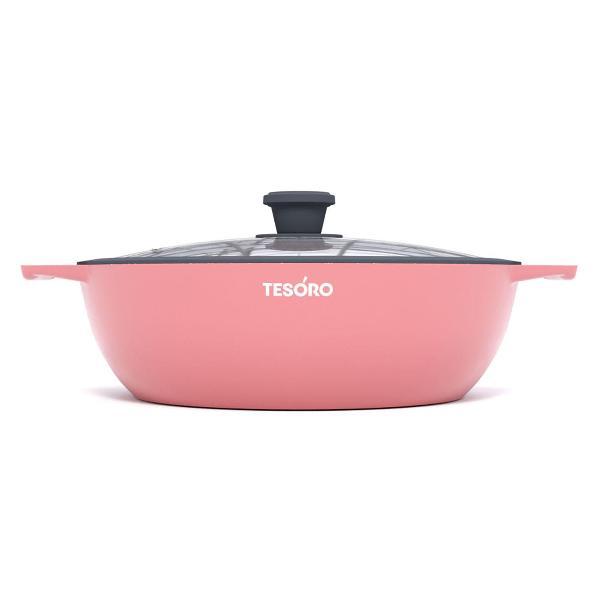 Кастрюля, жаровня Tesoro Florence Induction total pink, 3 л, с крышкой с силиконовым ободом (TF6530tpi)