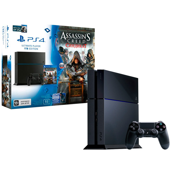 Игровая приставка PS4 Sony 1Tb+Watch_Dogs+Assassin's Creed Синд. (CUH-1208B) 