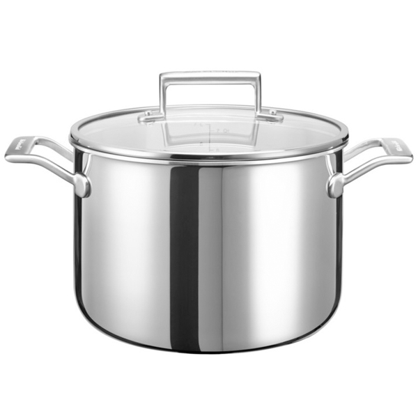 Кастрюля (сверхпрочное покрытие) KitchenAid Кастрюля (сверхпрочное покрытие) KitchenAidКастрюли со сверхпрочным покрытием<br>Нагрев на индукцион. конф.: Да,<br>Нагрев на галогеновых конф: Да,<br>Нагрев на чугунных конф.: Да,<br>Нагрев на стеклокер. конф.: Да,<br>Мойка в посудомоеч. машине: Да,<br>Цвет: нерж. сталь,<br>Страна: КНР,<br>Вес: 3.12 кг,<br>Диаметр: 24 см,<br>Стеклянная крышка: в комплекте,<br>Внутренняя градуировка: Да,<br>Материал корпуса: нерж.сталь/ алюминий,<br>Использование в духовке: Да,<br>Нагрев на газовых конф.: Да<br><br>Вес кг: 3.12<br>Цвет : нерж. сталь