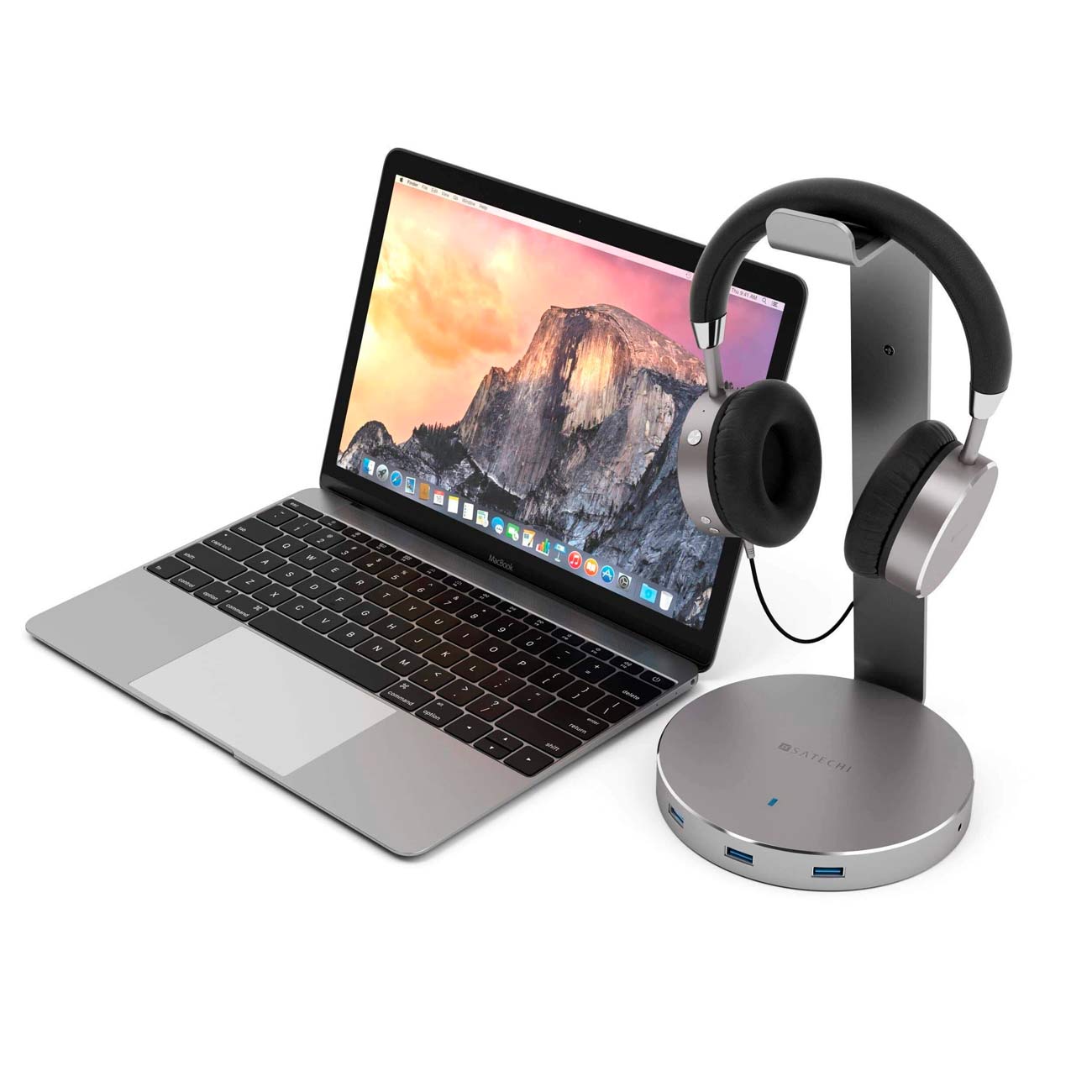 Подставка Satechi Aluminium USB 3.0 Headphone Stand (ST-AHSHU3M)