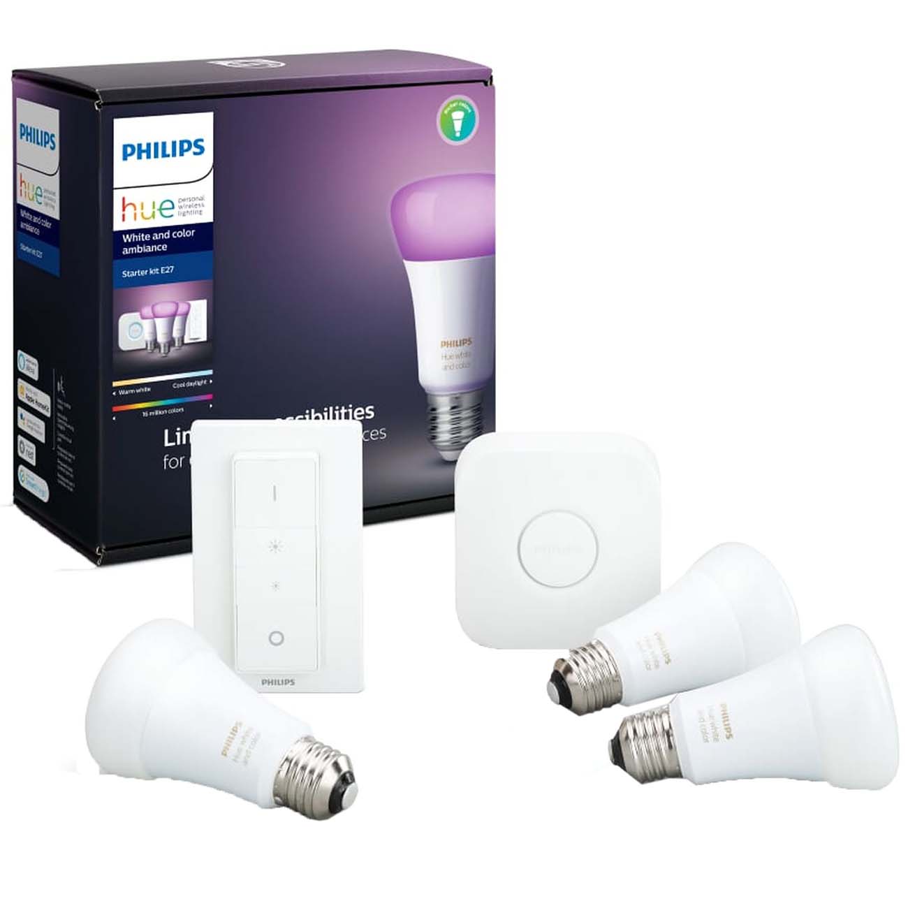 Умная лампочка Philips Hue Starter Kit E27 Color (929002216825)