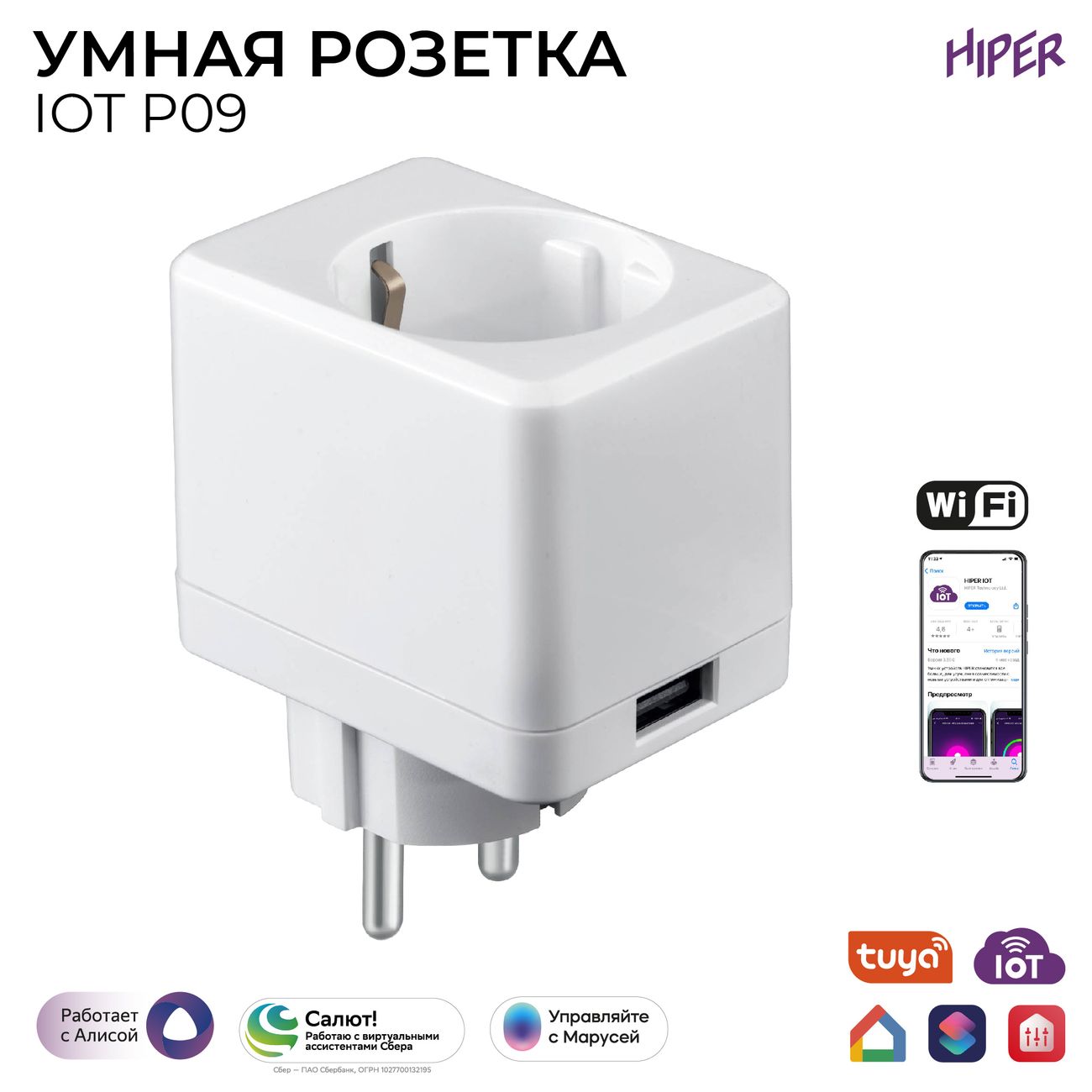 Умная розетка HIPER Smart socket (IOT P09)