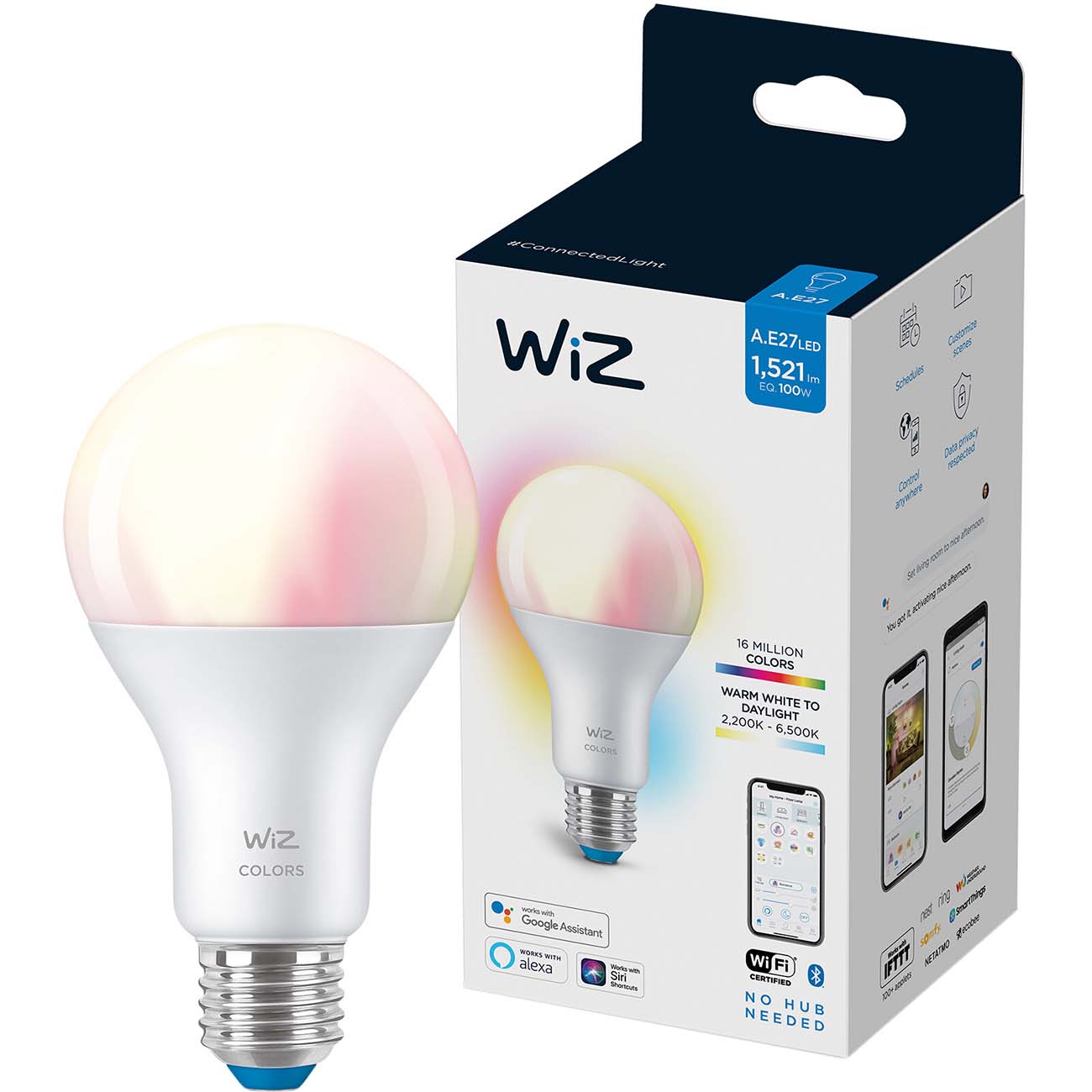 Умная лампочка WiZ Wi-Fi BLE 100W A67 E27 RGB (929002449702)