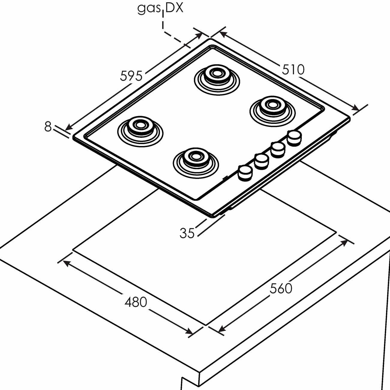 Встраиваемая газовая панель независимая Candy Timeless CHG6D4WX