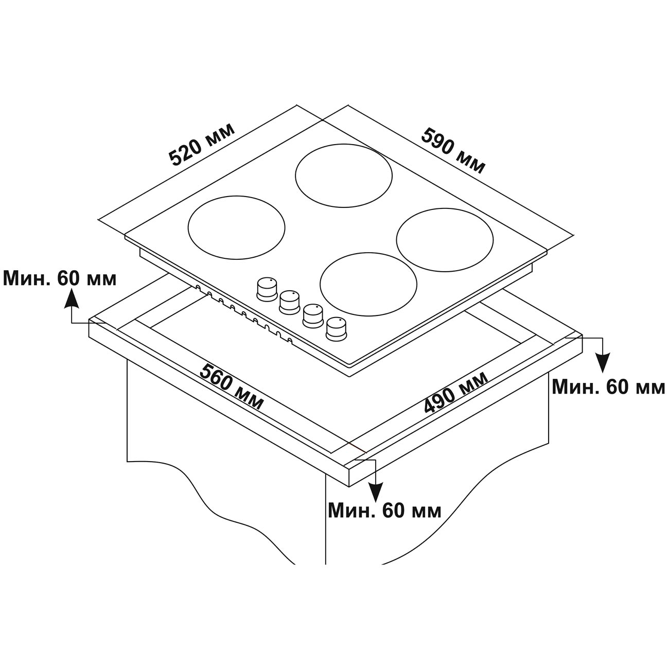 Встраиваемая газовая панель независимая Novex ND 6020 B