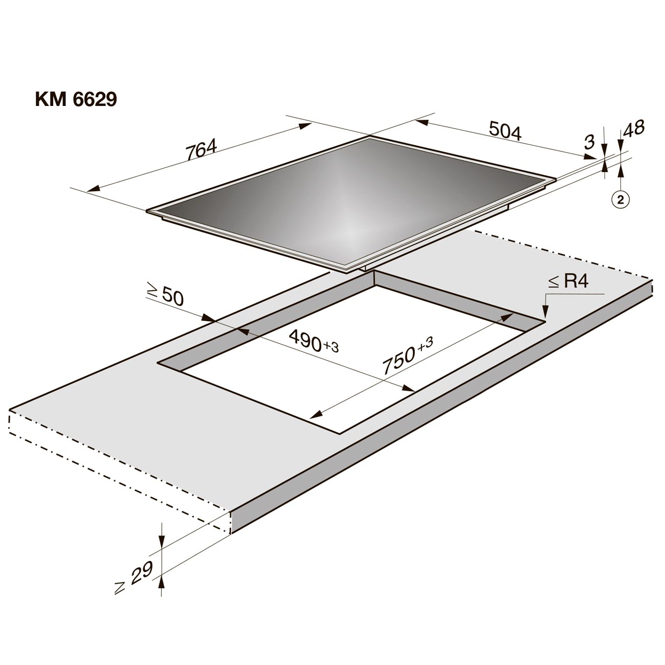 Встраиваемая индукционная панель независимая Miele KM6629-1 RU EDST