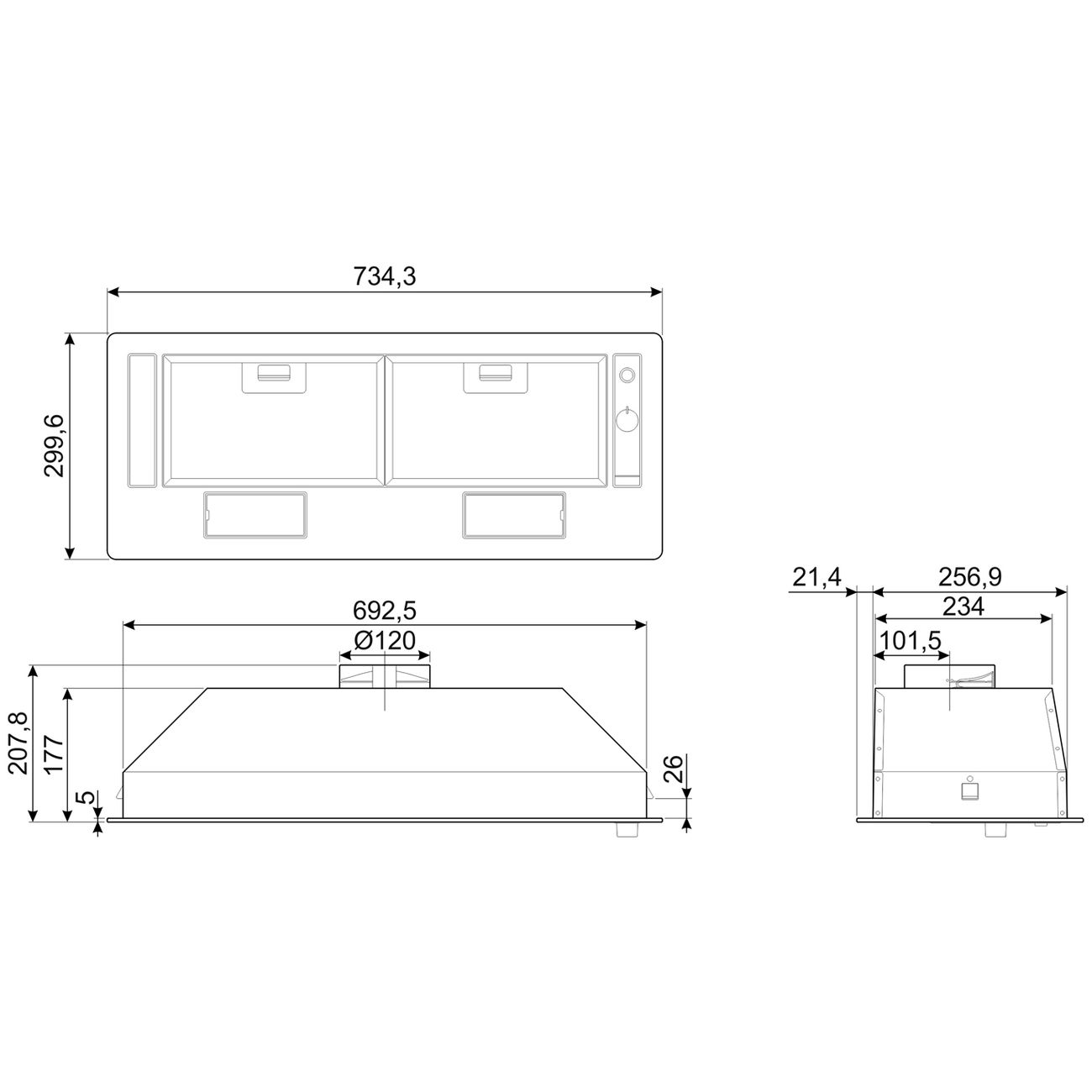 Вытяжка полностью встраиваемая Премиум Smeg KSG70HE