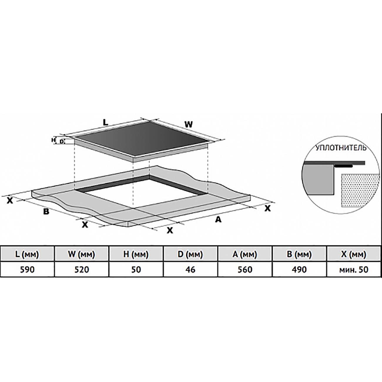 Встраиваемая электрическая панель Korting HK 62550 B