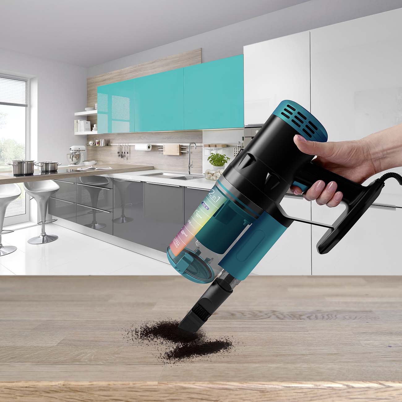 Пылесос ручной (handstick) Vixter VCW-3800 синевато-зеленый утиный