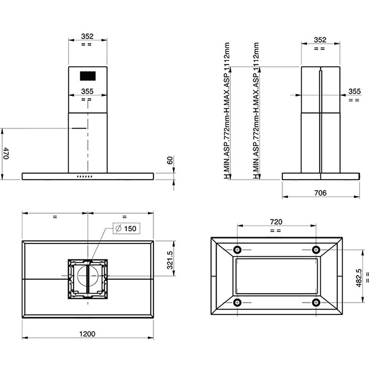 Островная вытяжка KitchenAid KEIPP 12020