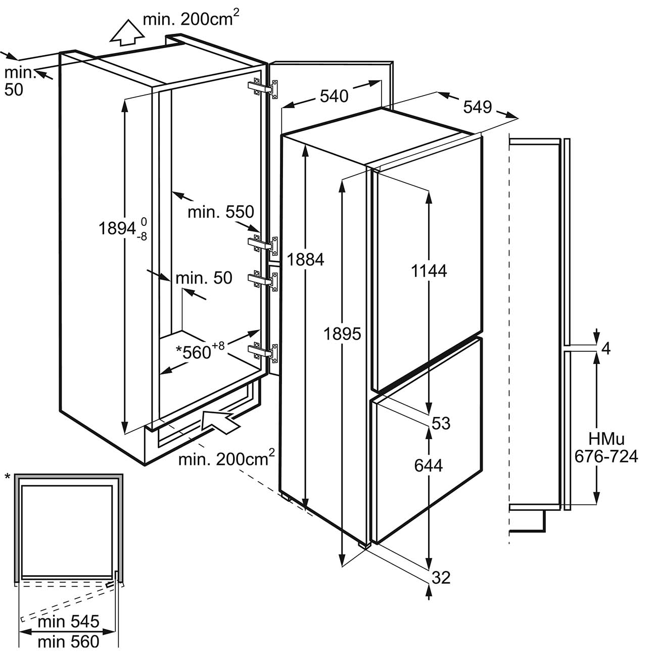 Встраиваемый холодильник комби AEG SCR819F8FS