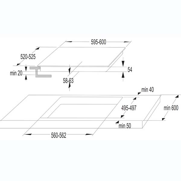 Встраиваемая индукционная панель независимая Korting HI 64042 B