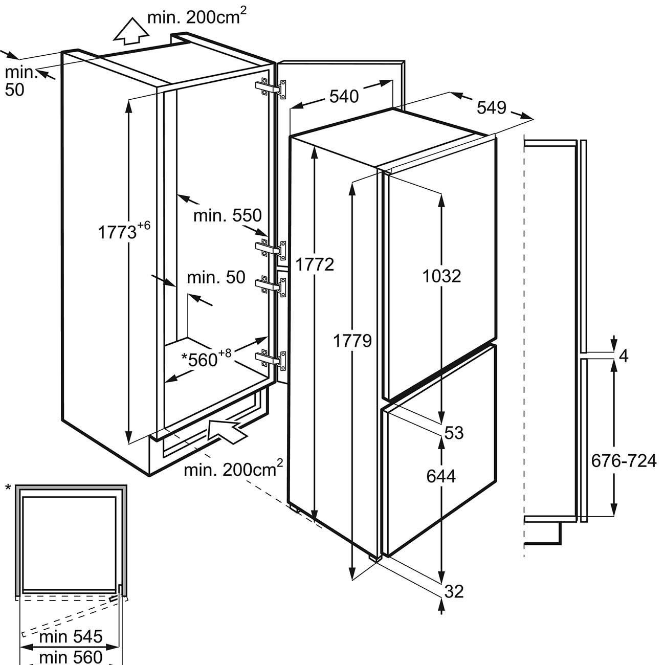 Встраиваемый холодильник комби AEG SCR618F6TS