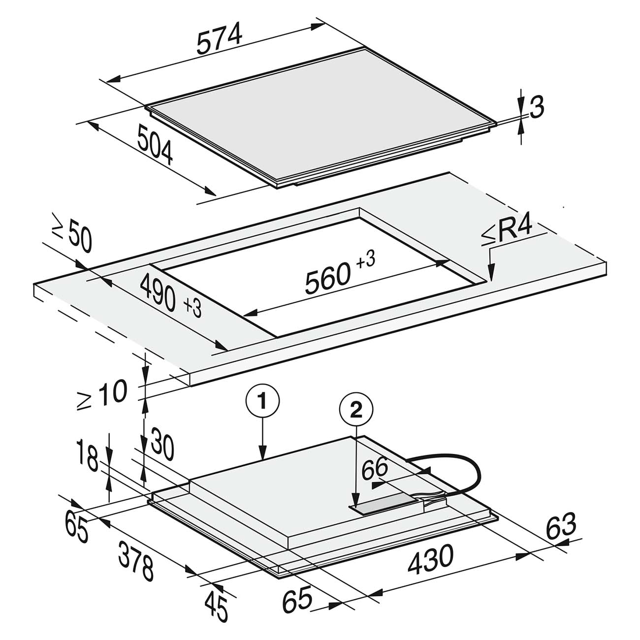 Встраиваемая индукционная панель независимая Miele KM7201 FR