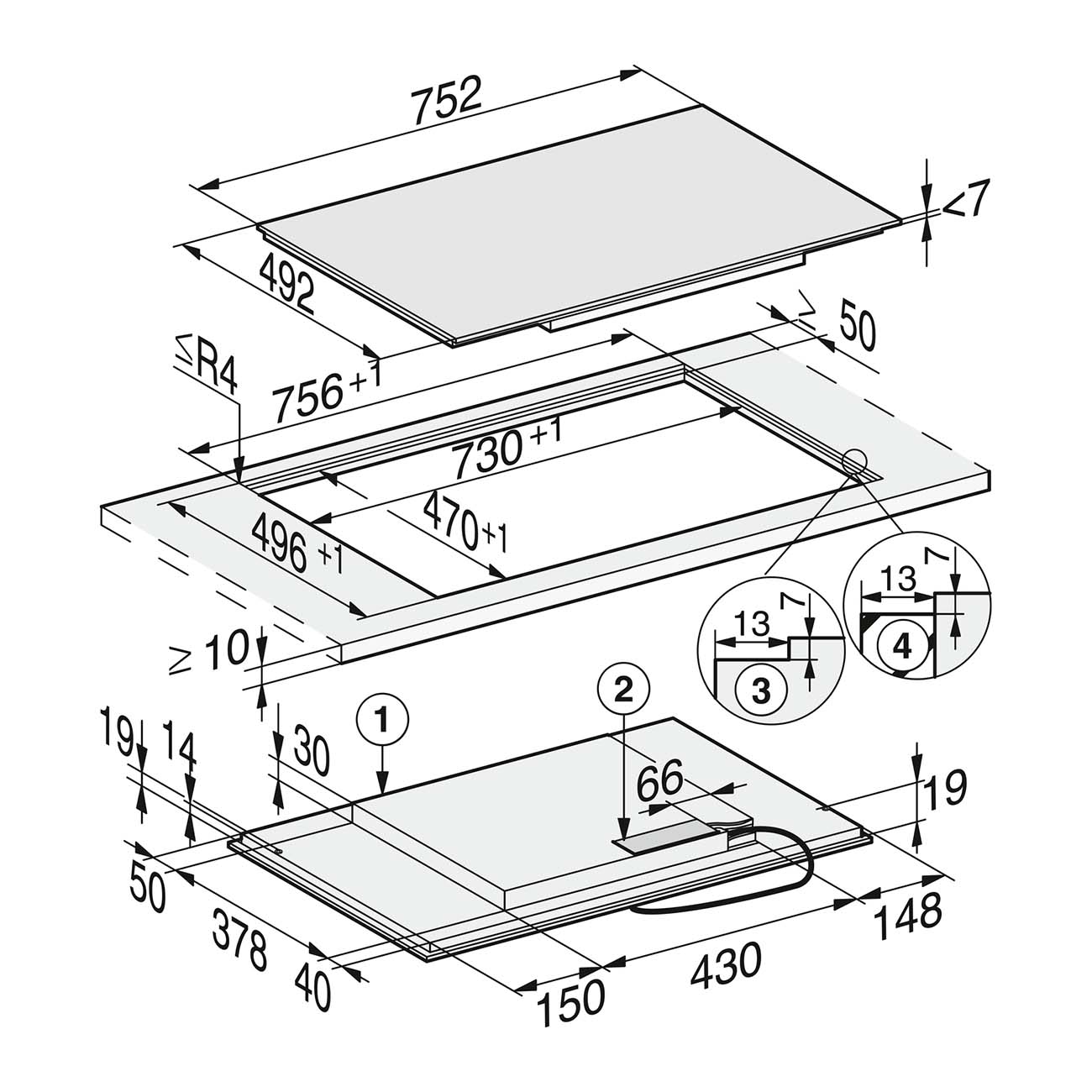 Встраиваемая индукционная панель независимая Miele KM7414 FX
