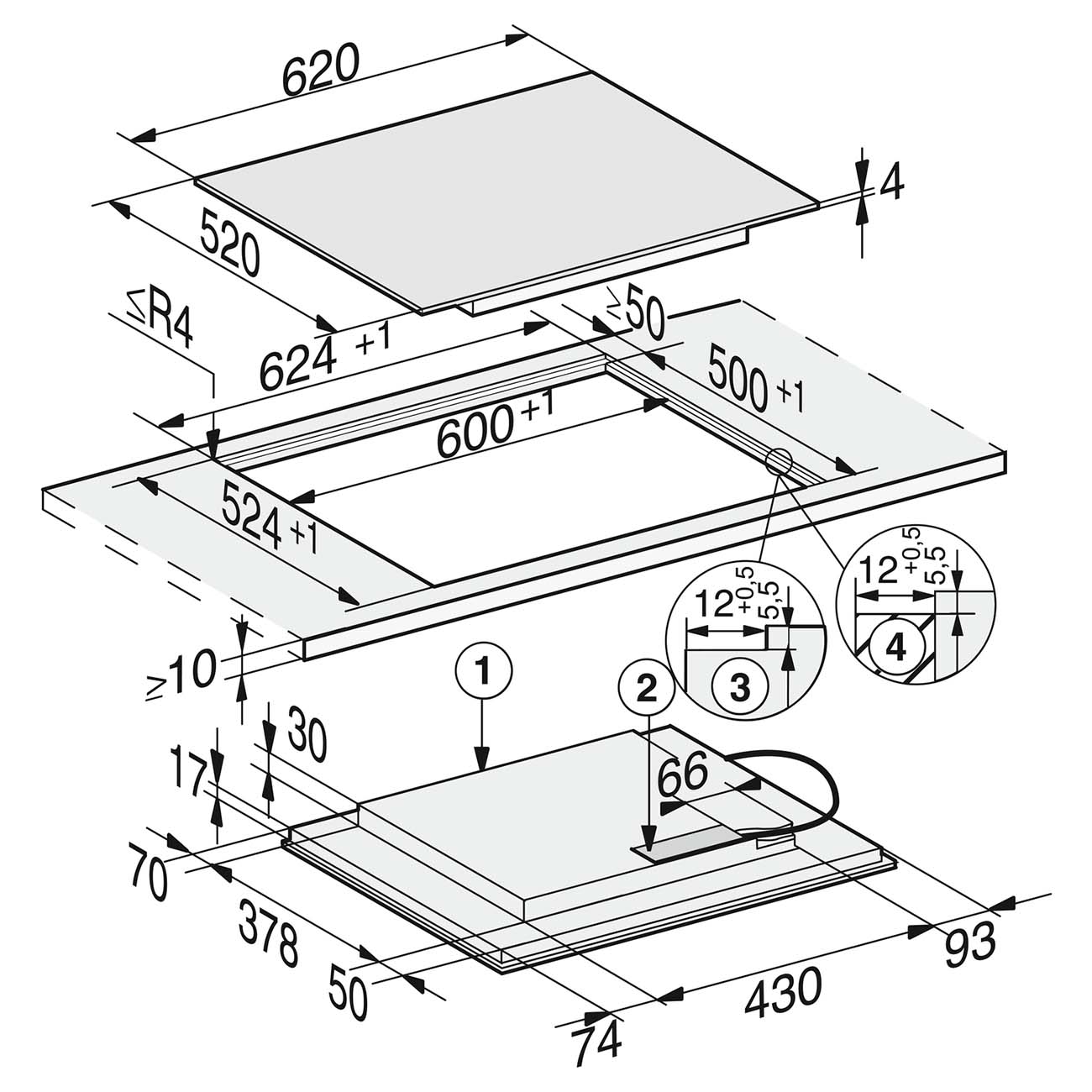 Встраиваемая индукционная панель независимая Miele KM7564 FL