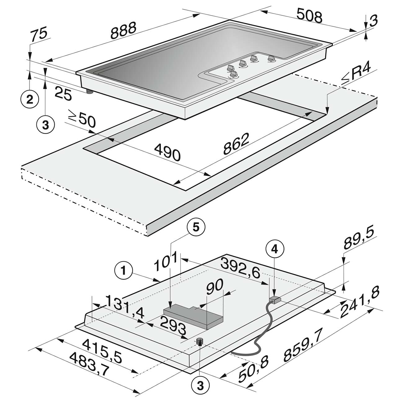 Встраиваемая газовая панель независимая Miele KM2356-1 сталь