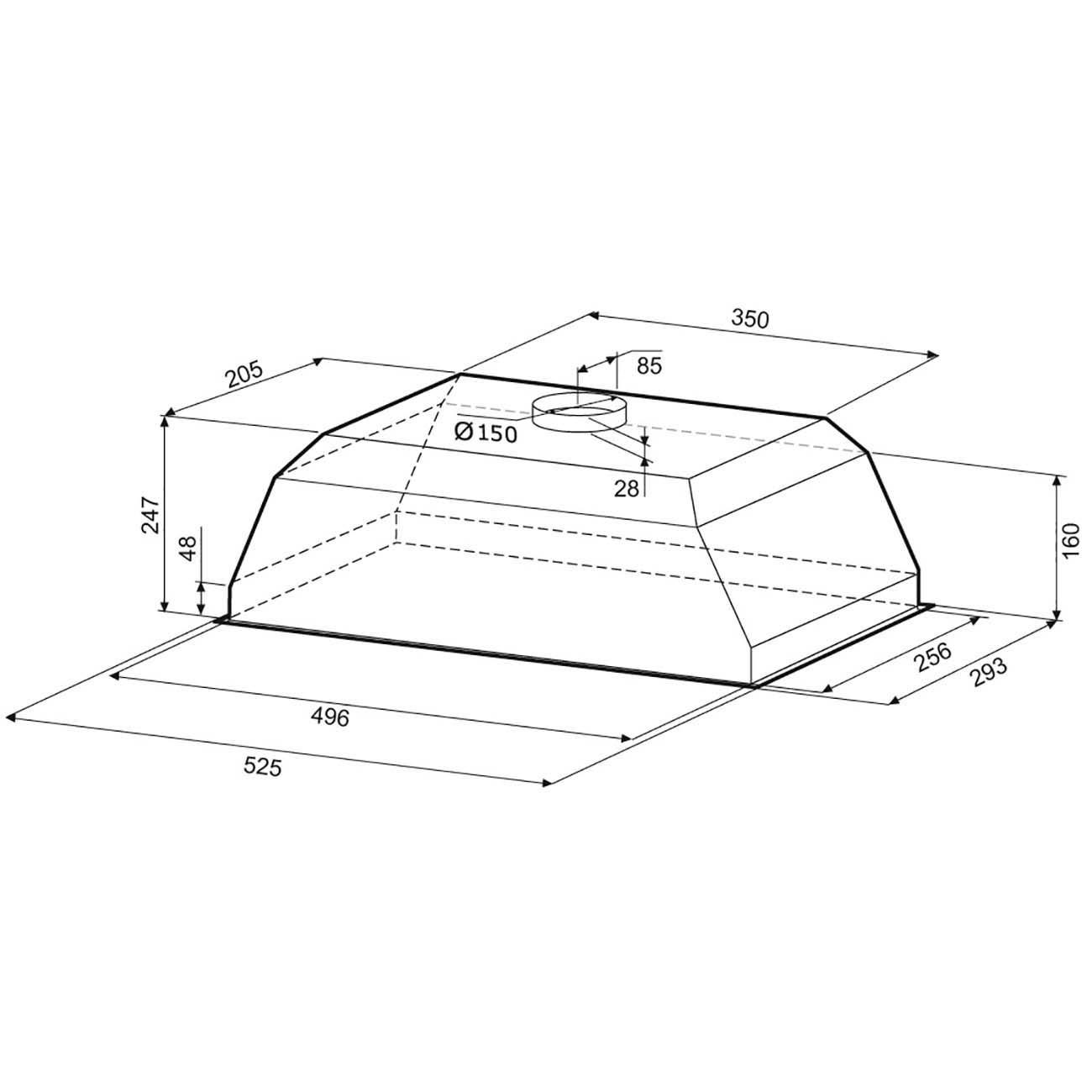 Вытяжка полностью встраиваемая Krona Asta 600 inox PB