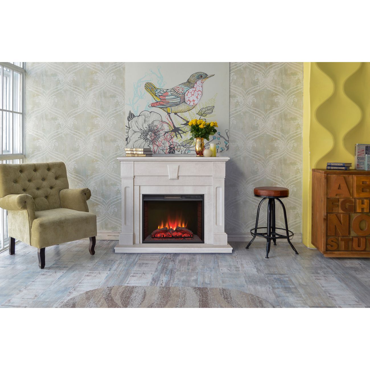 Электрокамин RealFlame SPARTA 25.5 LED+Kellie 25,5/26 WT