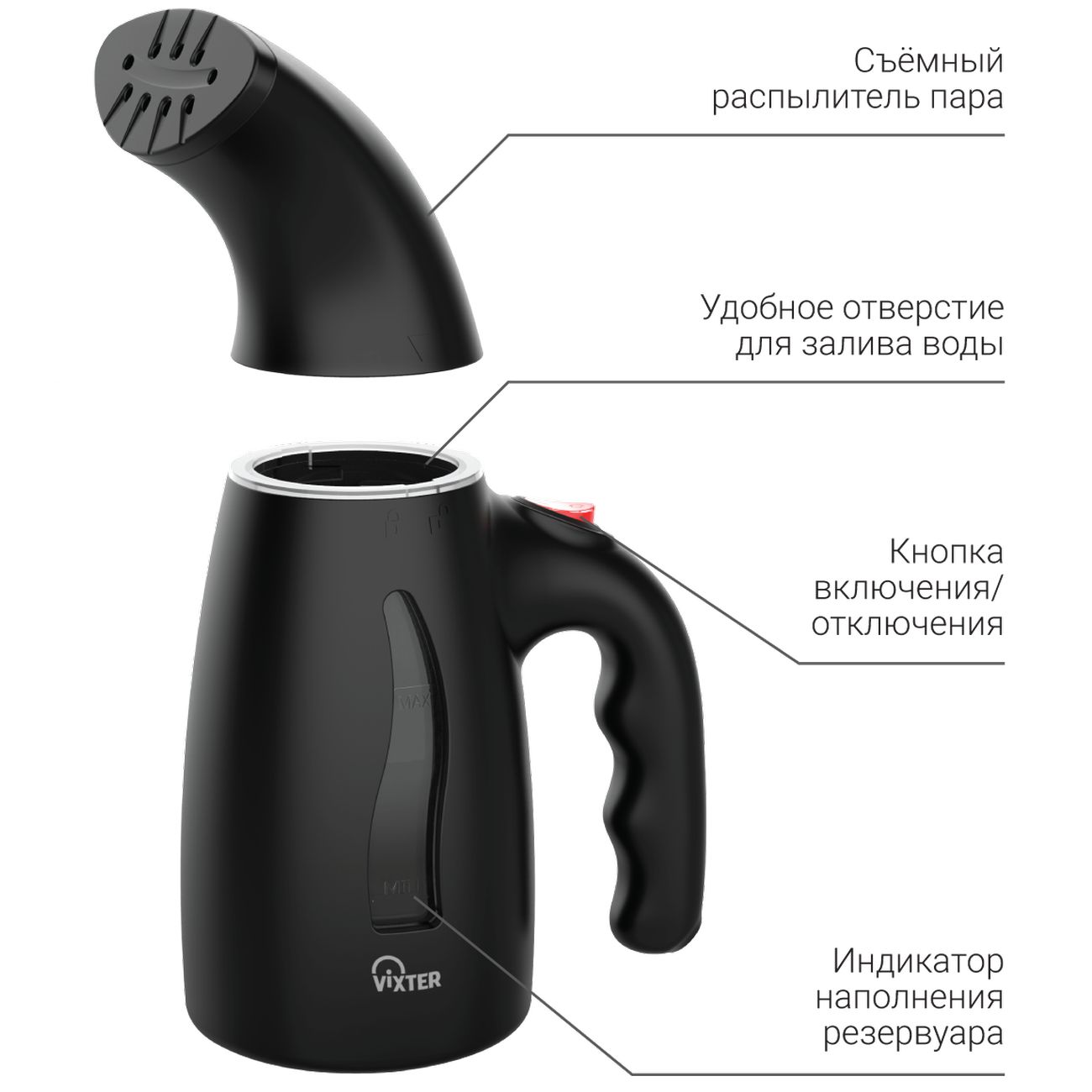 Ручной отпариватель Vixter GSH-1200 черный