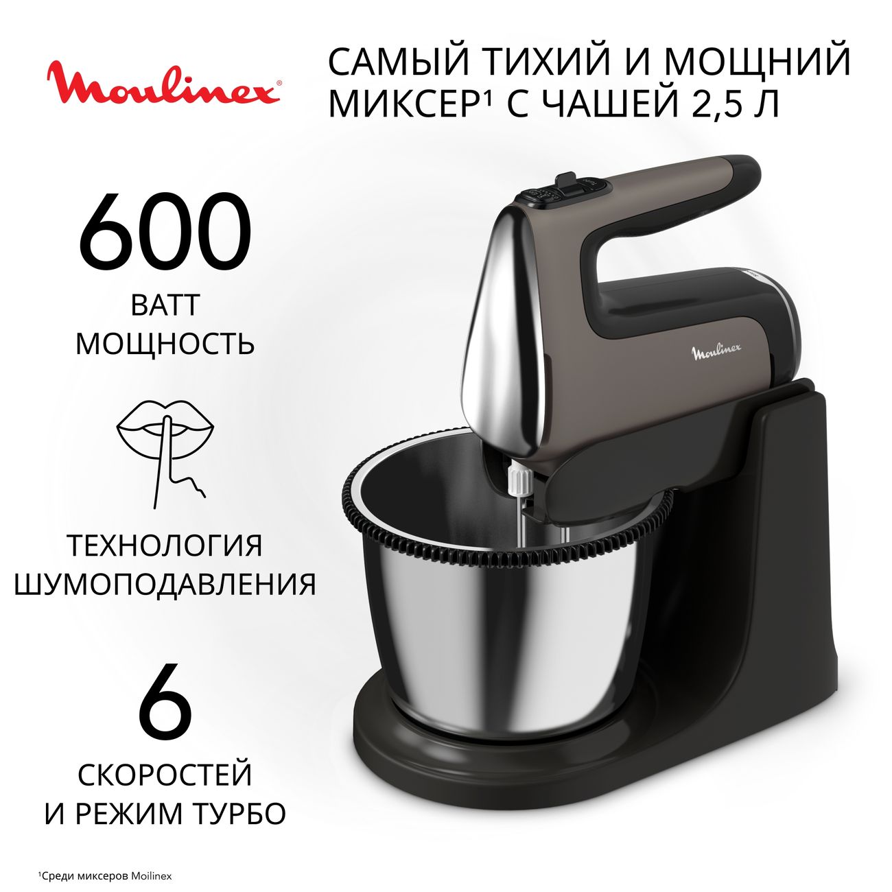 Стационарный миксер Moulinex Powermix Silence HM654E10