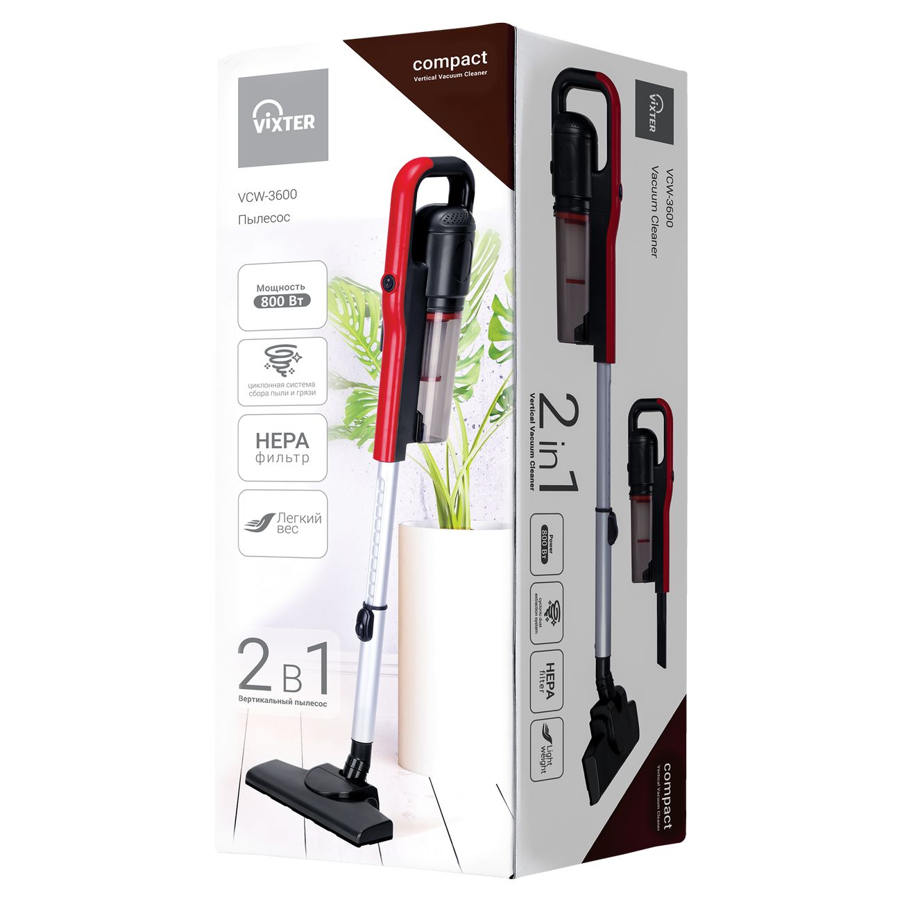 Пылесос ручной (handstick) Vixter VCW-3600 черный/ красный
