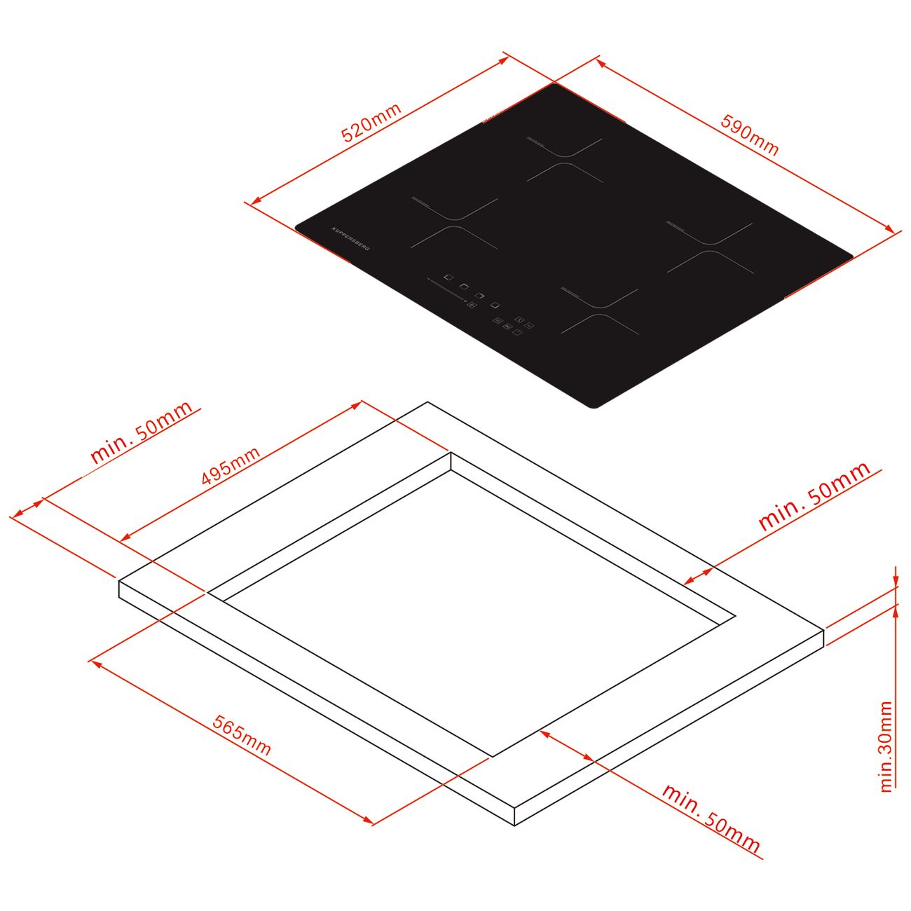 Встраиваемая индукционная панель независимая Kuppersberg ICS 607 черная