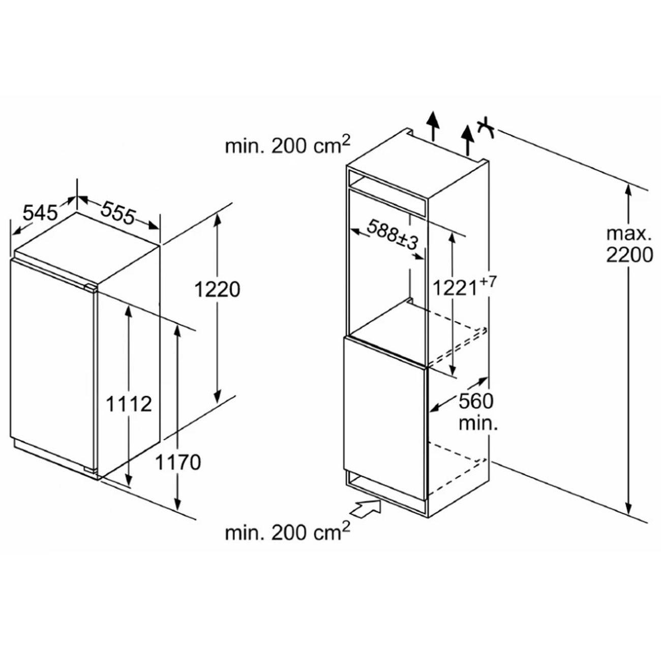 Встраиваемый холодильник однодверный Ascoli ASR188EBI