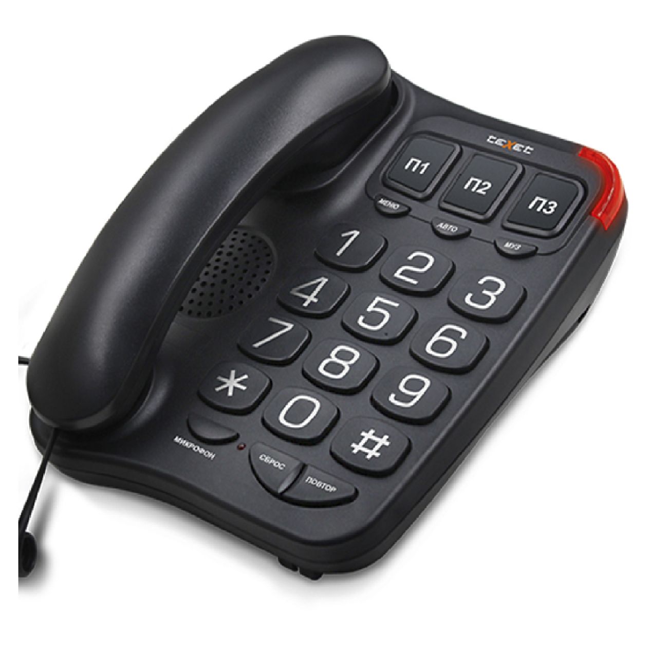 Телефон проводной teXet TX-214 черный фото