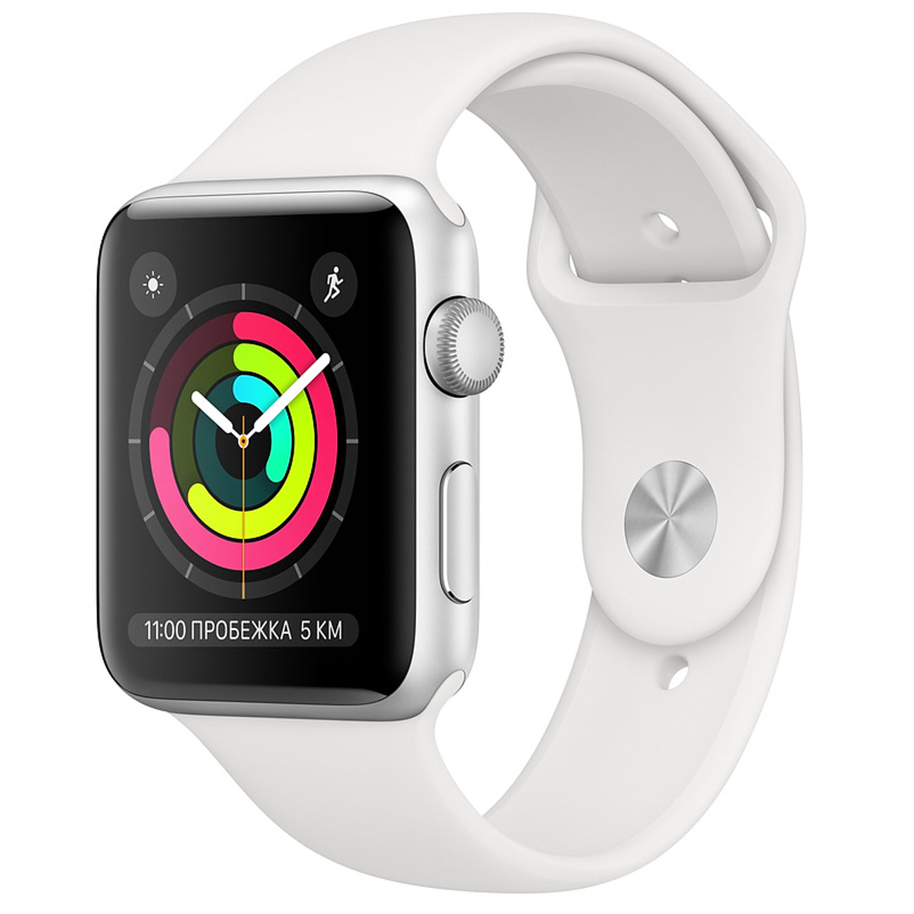 Смарт-часы Apple Watch Series 3 42mm Silver Aluminum Case with White Sport Band (MTF22RU/A) фото