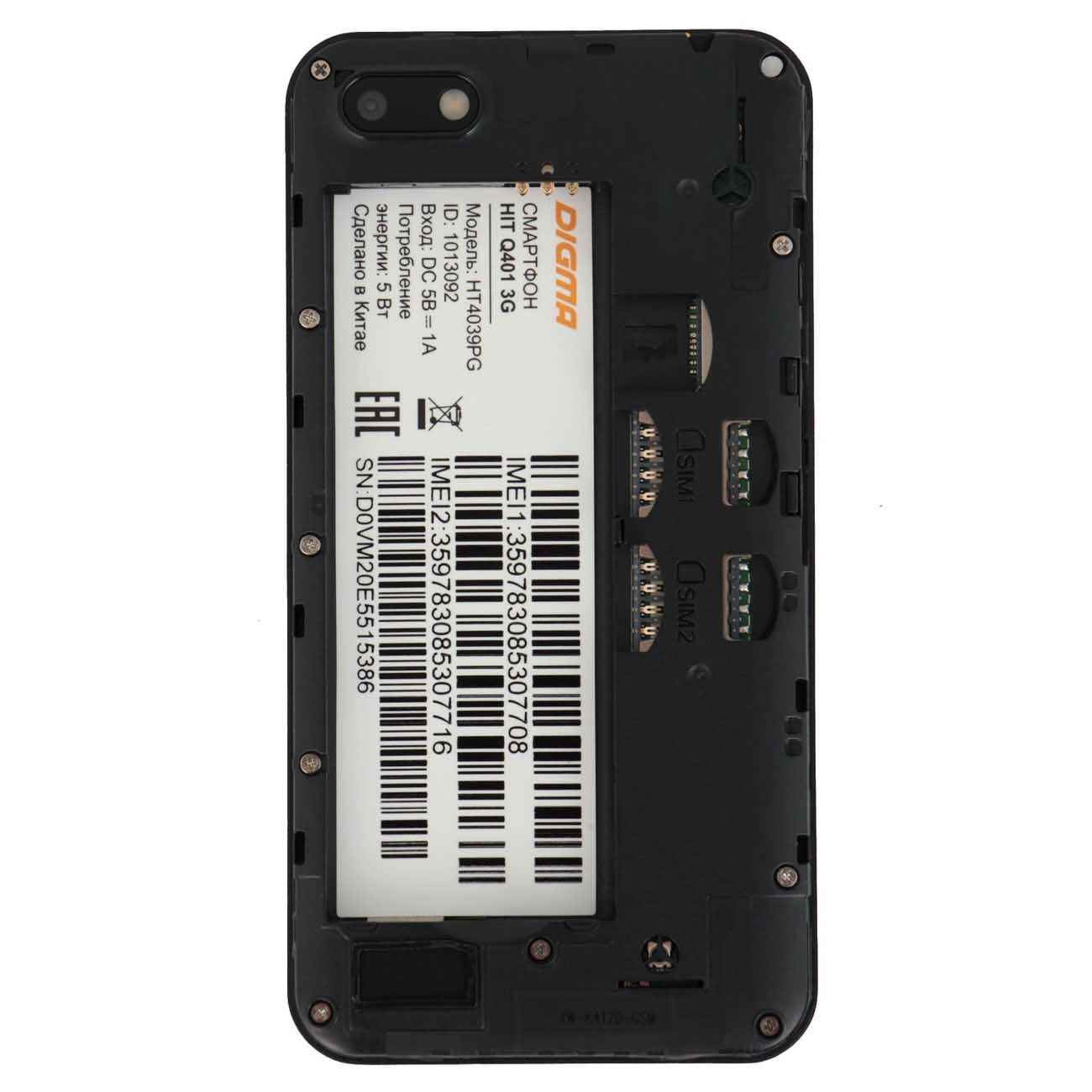 Смартфон Digma HIT Q401 3G 8Gb Black (HT4039PG)