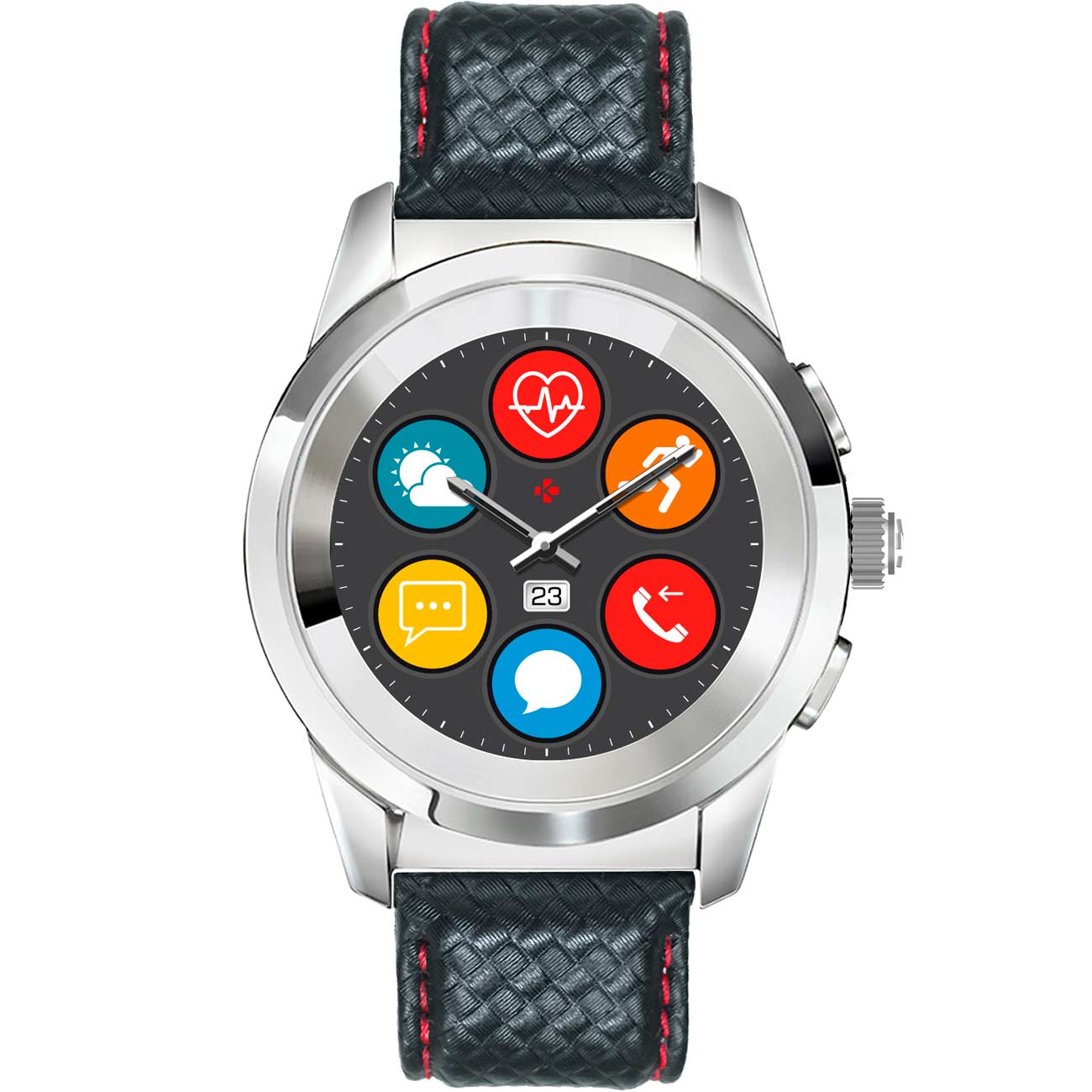 Смарт-часы MyKronoz ZeTime Petite Premium Pol.Silver Black Carbon красный