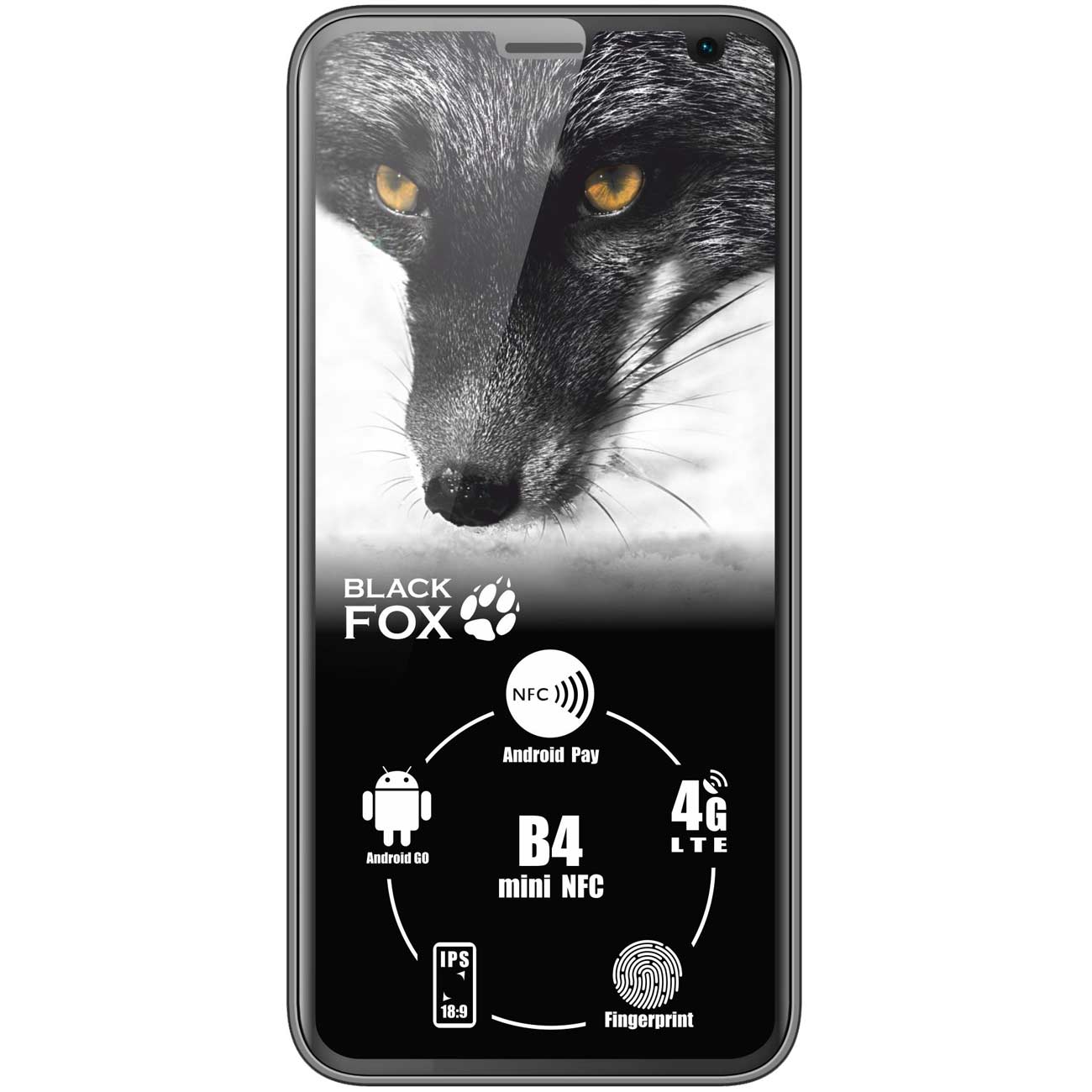 Смартфон черный Fox B4 mini NFC черный