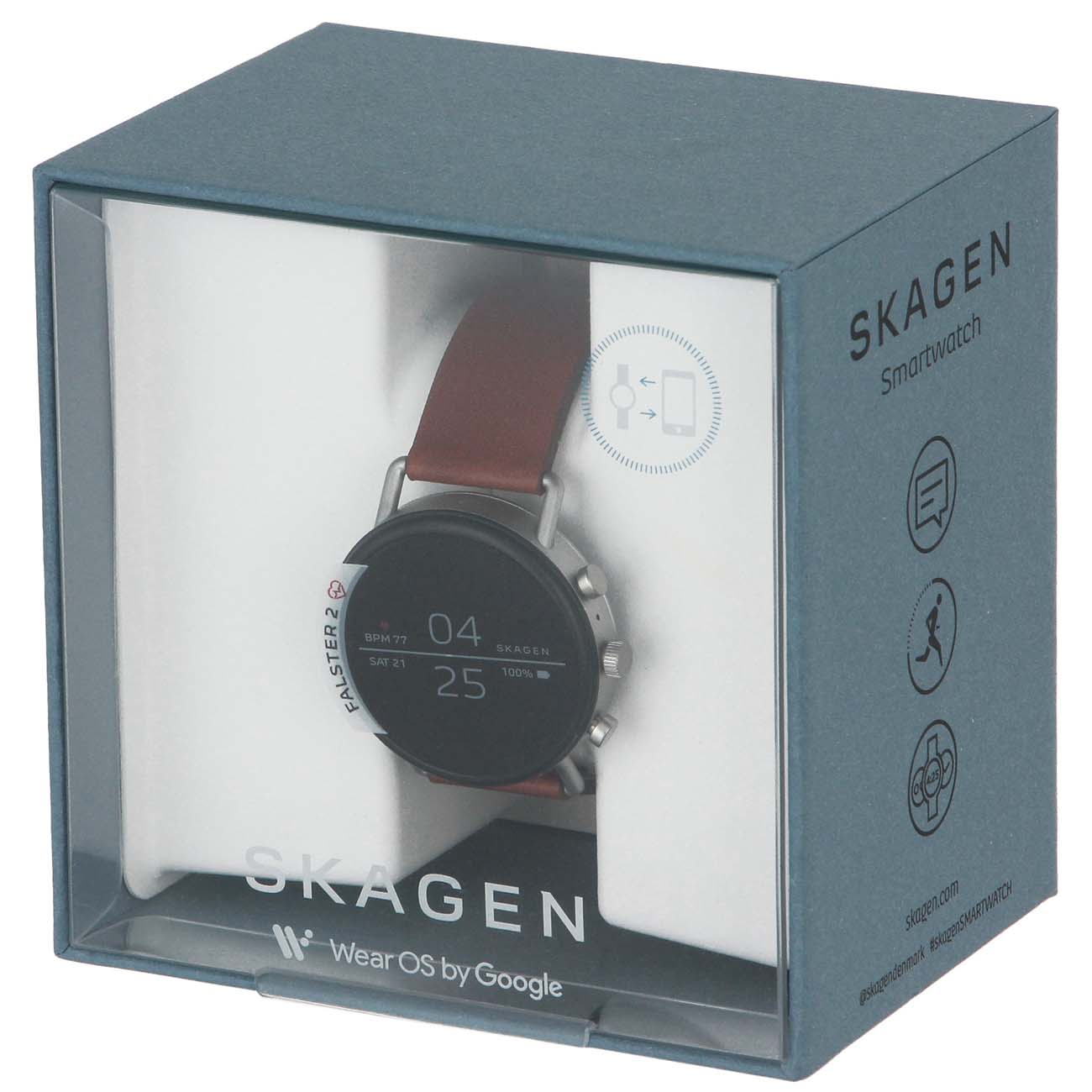 Смарт-часы Skagen Falster 2 Silver / Brown кожаный