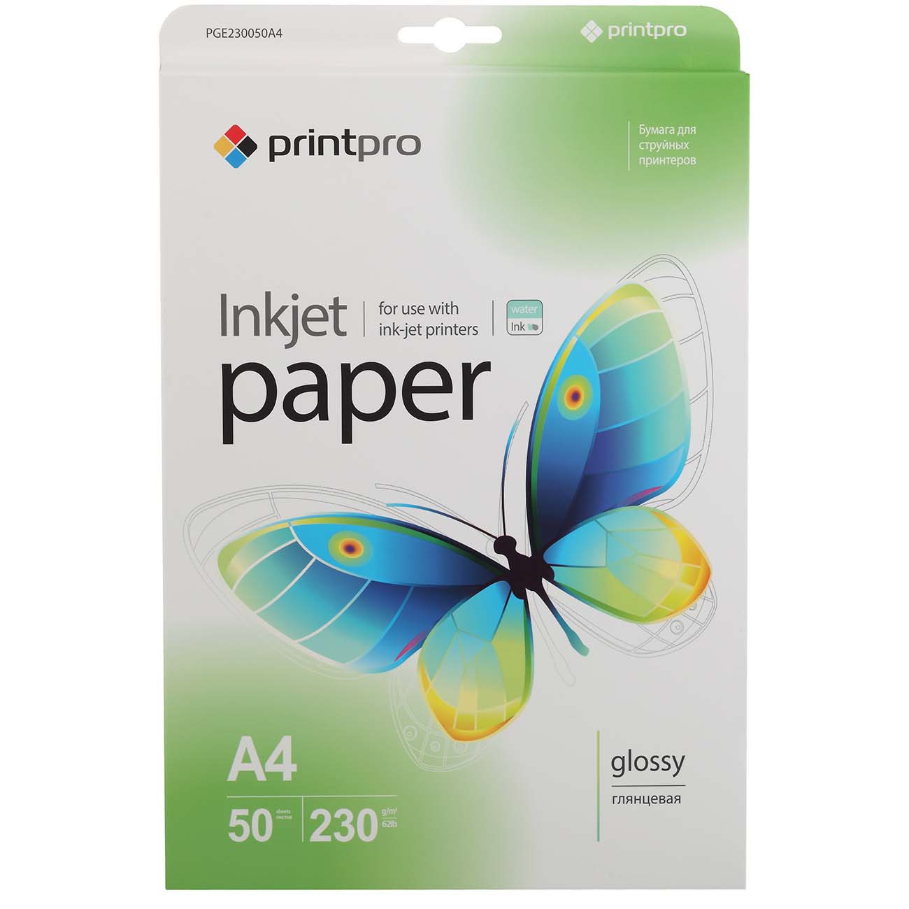 Фотобумага для принтера PrintPro Glossy 230g/m, A4 (PGE230050A4)