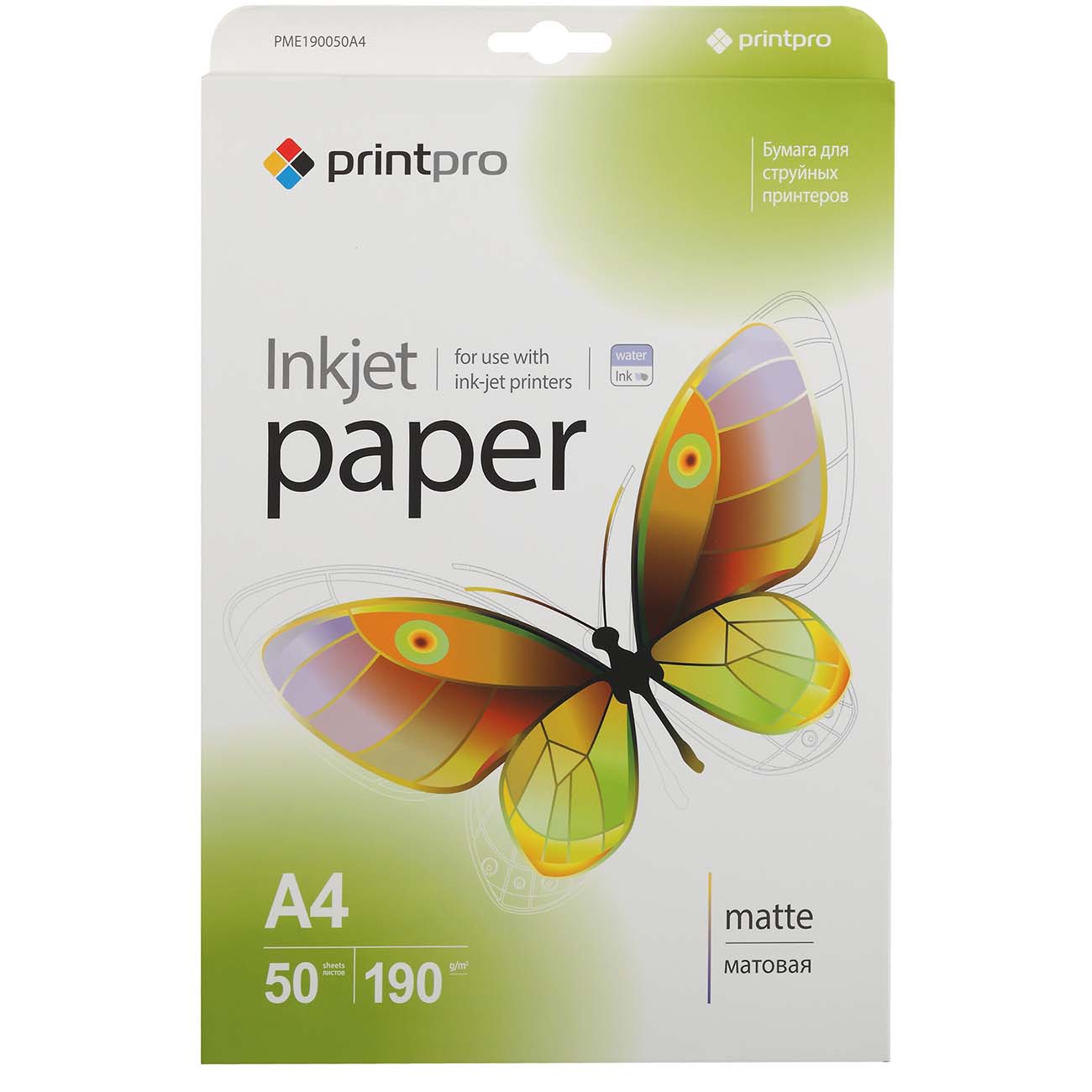 Фотобумага для принтера PrintPro Matte 190g/m, A4 (PME190050A4)