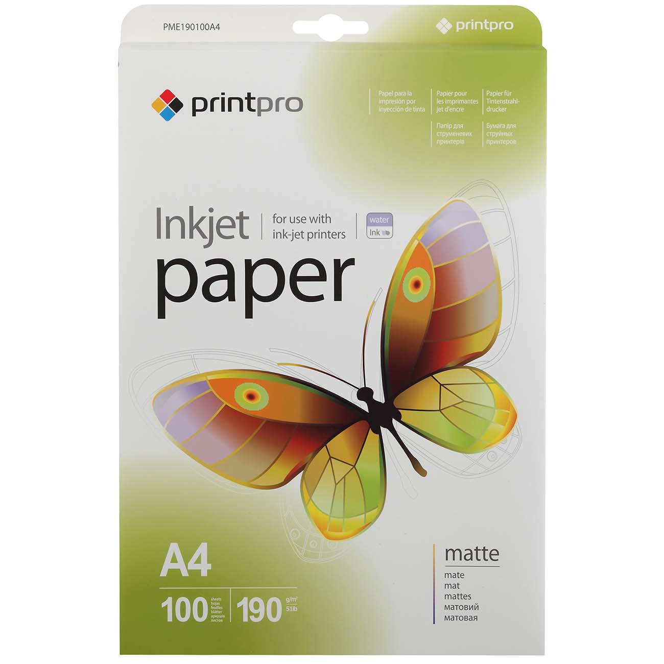 Фотобумага для принтера PrintPro Matte 190g/m, A4 (PME190100A4)