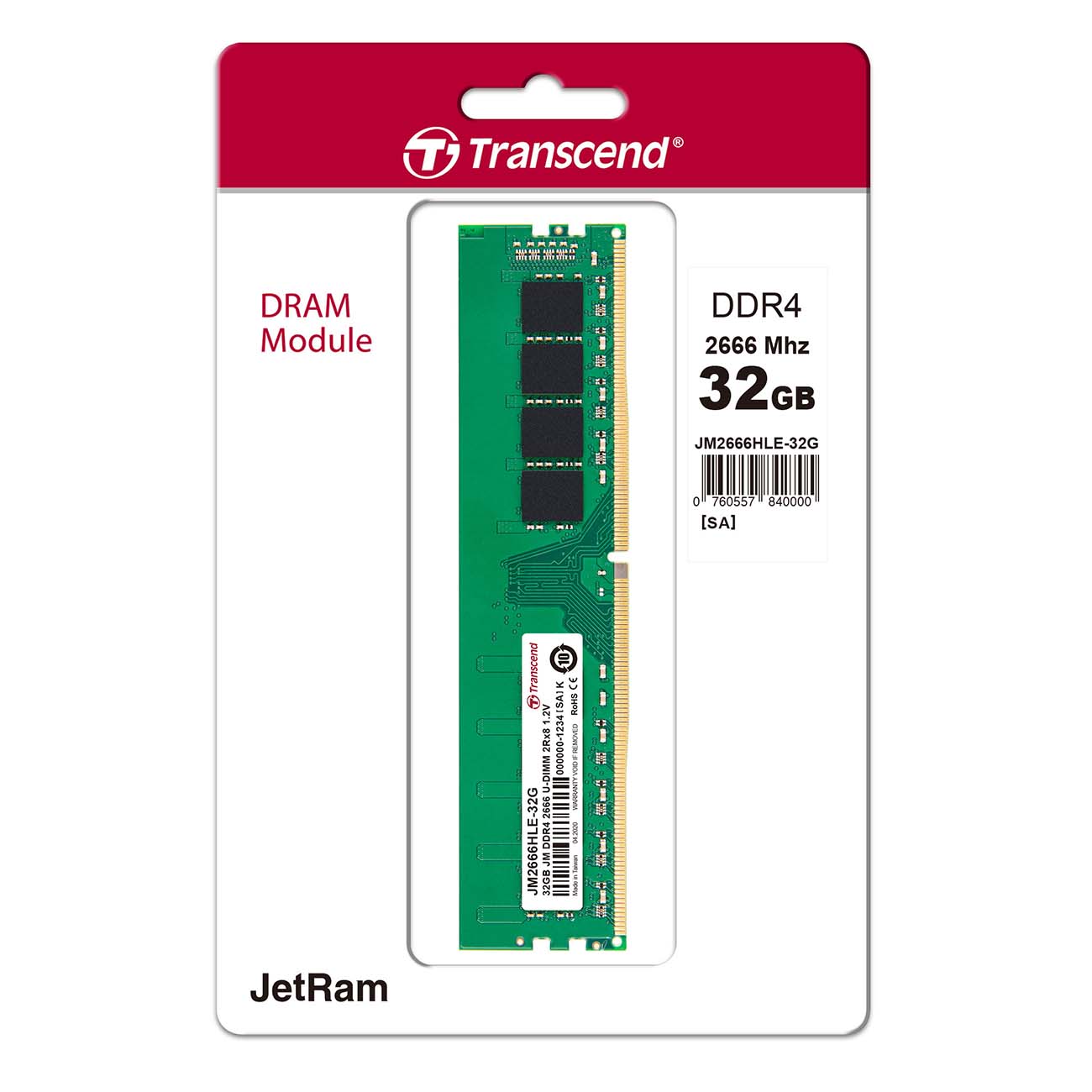 Оперативная память Transcend 32GB DDR4 U-DIMM (JM2666HLE-32G)