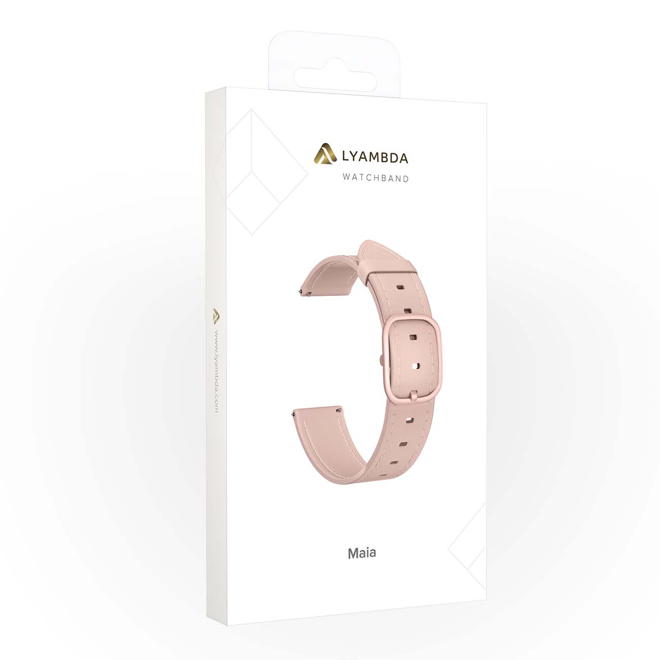 Универсальный кожаный ремешок для часов 22 mm LYAMBDA MAIA DSP-02-22 Pink